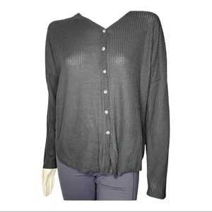 Time & Tru Black Waffle Print Top Sz XL
